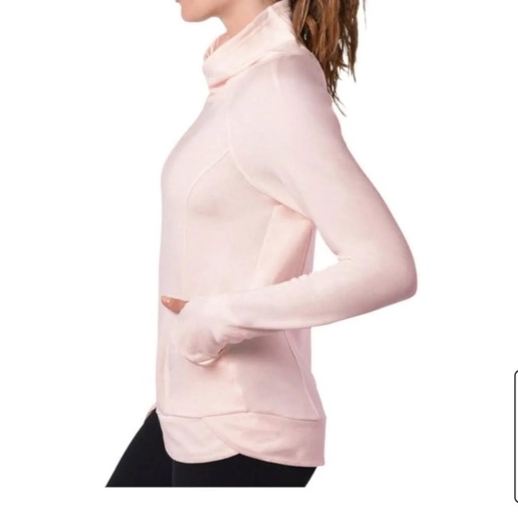 003. Yogalicious Relaxed Cross Neck Light Pink Sweatshirt Women's L - Picture 11 of 12